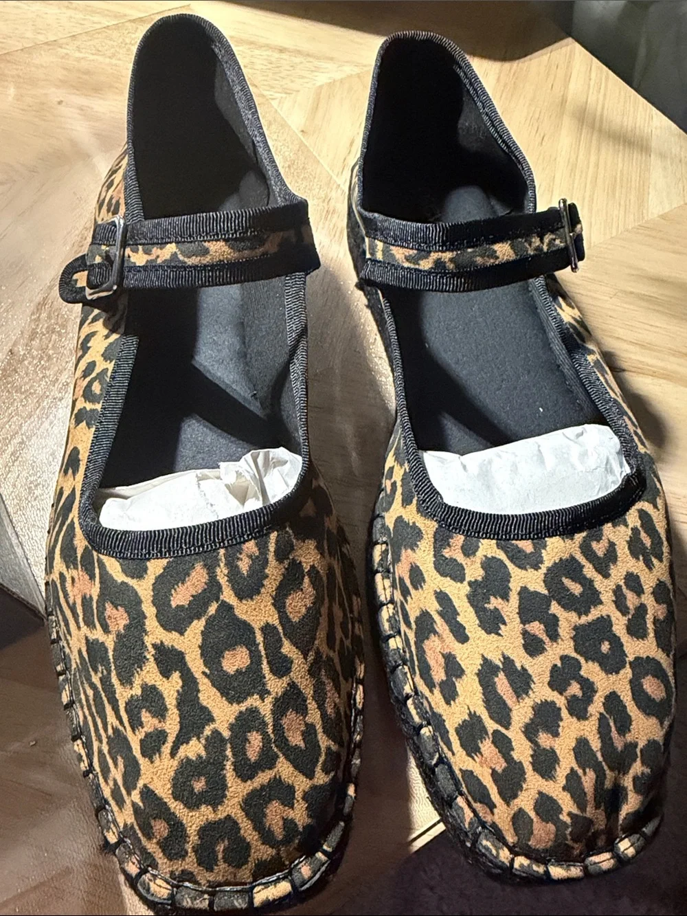 Maeve Leopard Print Mary-Jane Espadrilles in Tan and Black